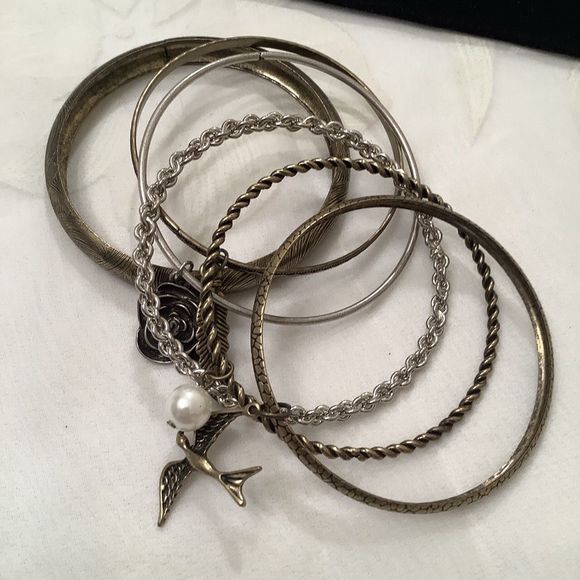 Boho Bangle Set Of Six With Charms - Picture 3 of 6